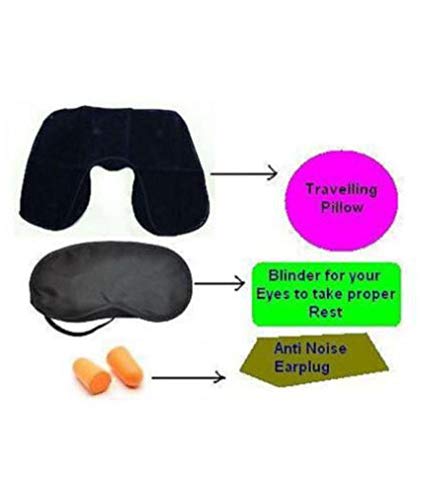 3 in 1 Travel kit Soft Neck Pillow Ear Plugs And Eyes Mask For Car 1 Pc Set