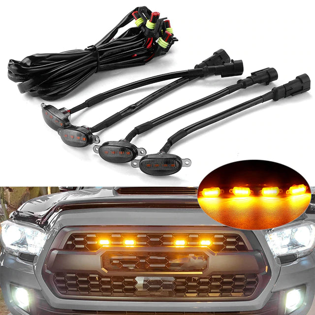 Premium Quality GMC Smoke Yellow Led Grill Light For Car , Jeep 4 Pcs Set