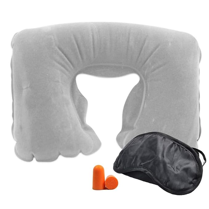 3 in 1 Travel kit Soft Neck Pillow Ear Plugs And Eyes Mask For Car 1 Pc Set