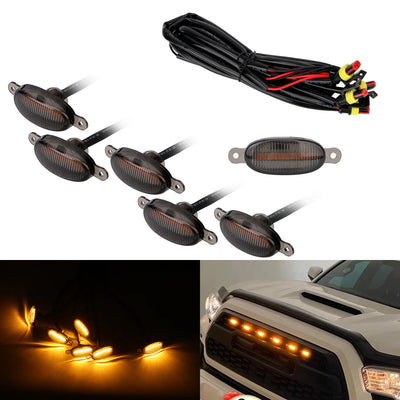 Premium Quality GMC Smoke Yellow Led Grill Light For Car , Jeep 6 Pcs Set