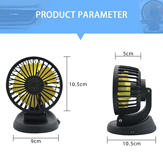 Car Dashboard 12V Portable Single Head Up/Down Fan for Car 1 Pc