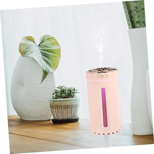 Wireless Air Humidifier Colorful lights , Changeable Color Aromatherapy Humidifier 800mAh Rechargeable Cool Mist Maker For Car 1 Pc(Pink)