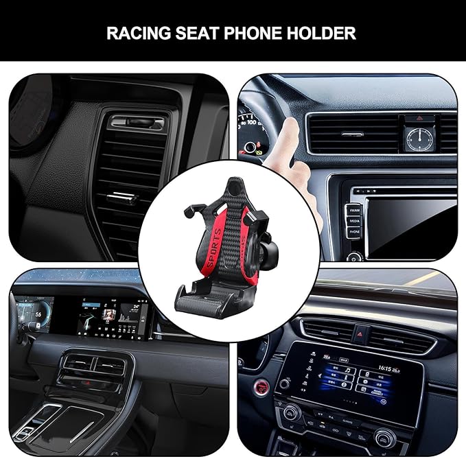 Car Racing Seat Design Mobile Phone Holder for All Cars 1 Pc (Red)