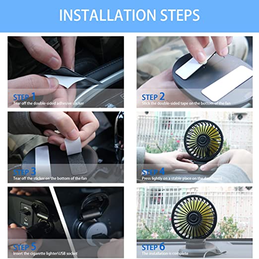 Car Dashboard 12V Portable Single Head Up/Down Fan for Car 1 Pc