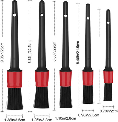 Universal Car Detailing Brush For Car Cleaning Dashboard, Interior, Exterior 5 Pcs Set