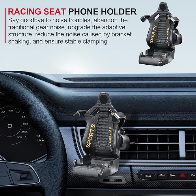 Car Racing Seat Design Mobile Phone Holder for All Cars 1 Pc (Yellow)