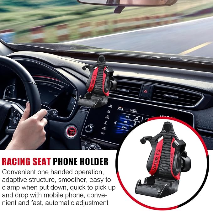 Car Racing Seat Design Mobile Phone Holder for All Cars 1 Pc (Red)