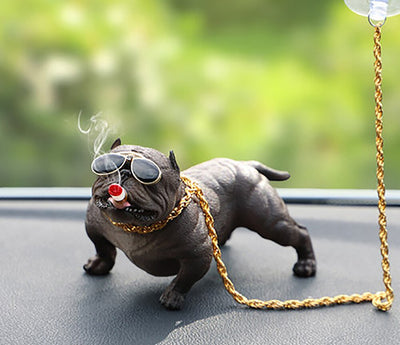 Car Interior Accessories Ornaments Smoking Bull Dog Car Decoration 1 Pc (Dark Brown)