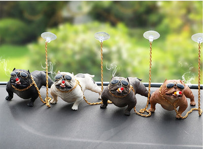 Car Interior Accessories Ornaments Smoking Bull Dog Car Decoration 1 Pc (White)