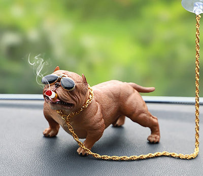 Car Interior Accessories Ornaments Smoking Bull Dog Car Decoration 1 Pc (Brown)