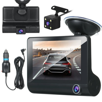 3 Camera DVR FHD 1080p Resolution With LED Screen 170 Degree Rotational DVR Dashboard Camera  For Car 1 Pc