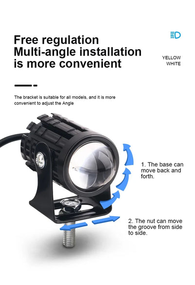 D-11 Mini Driving Fog Light White Yellow High Low Beam For Bikes