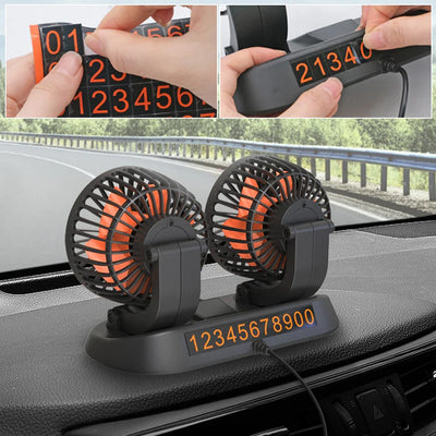 12V Double Head Portable Fan 360 Rotating Fan 1 Pc