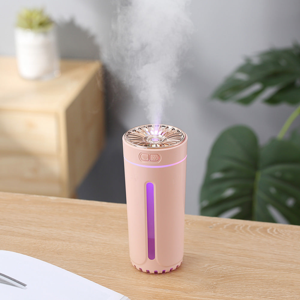 Wireless Air Humidifier Colorful lights , Changeable Color Aromatherapy Humidifier 800mAh Rechargeable Cool Mist Maker For Car 1 Pc(Pink)