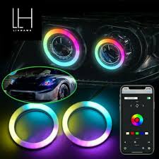 LIUHAWK Brand 90MM APP Control RGB LED for Car Headlight 2 Pcs Set