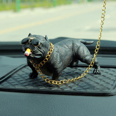 Car Interior Accessories Ornaments Smoking Bull Dog Car Decoration 1 Pc (Black)